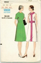 8042 1970 VOGUE SS / SLVLSS BAND A-DRESS PATTERN 10 32.5''